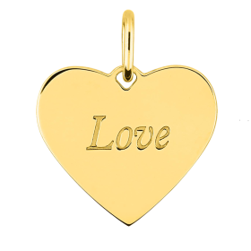 Engraved heart pendant LOVE in 9-carat gold.