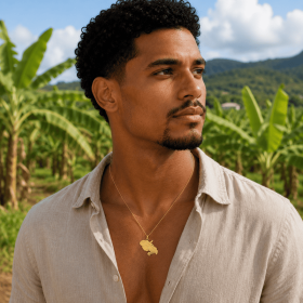 Martinique Map Pendant Gold Plated