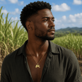 Gold-Plated Guadeloupe Map Pendant