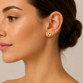 Coffee grain earrings Gold plated stud