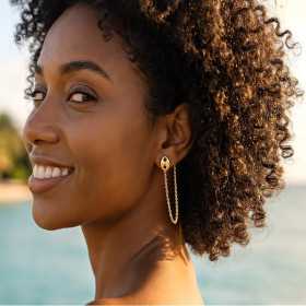 Coffee grain dangling earrings Gold plated