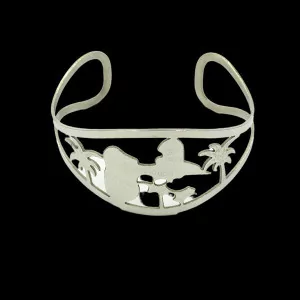 Bracelet jonc en acier doré carte Guadeloupe bijouxcreoles.com