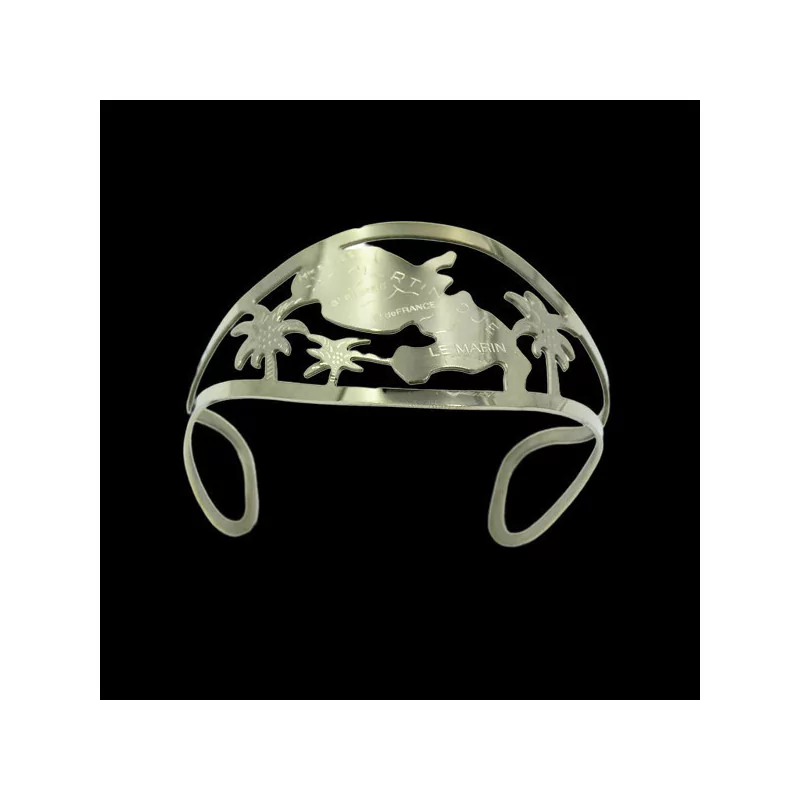 Bracelet jonc en acier doré carte Martinique bijouxcreoles.com