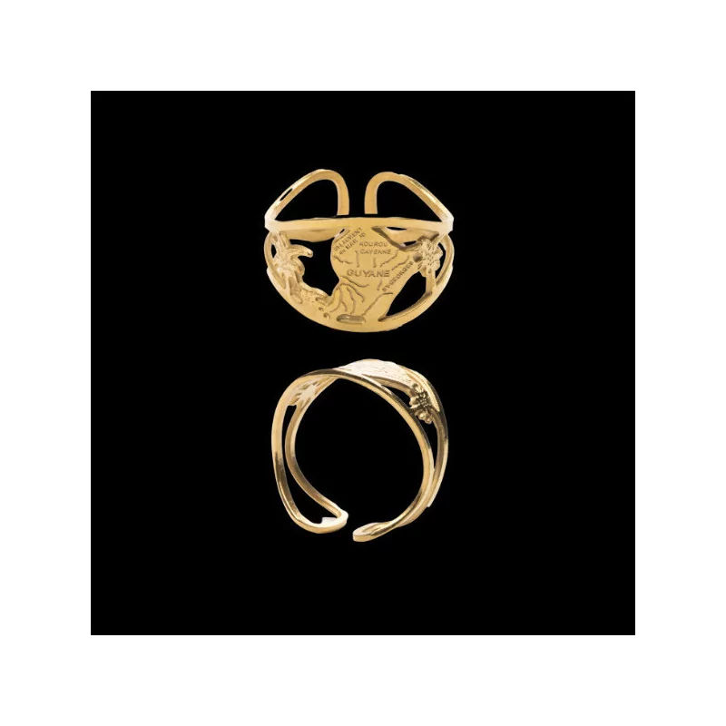Bague Acier Réglable Carte de la Guyane bijouxcreoles.com