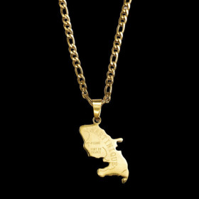 Steel necklace and Martinique map pendant
