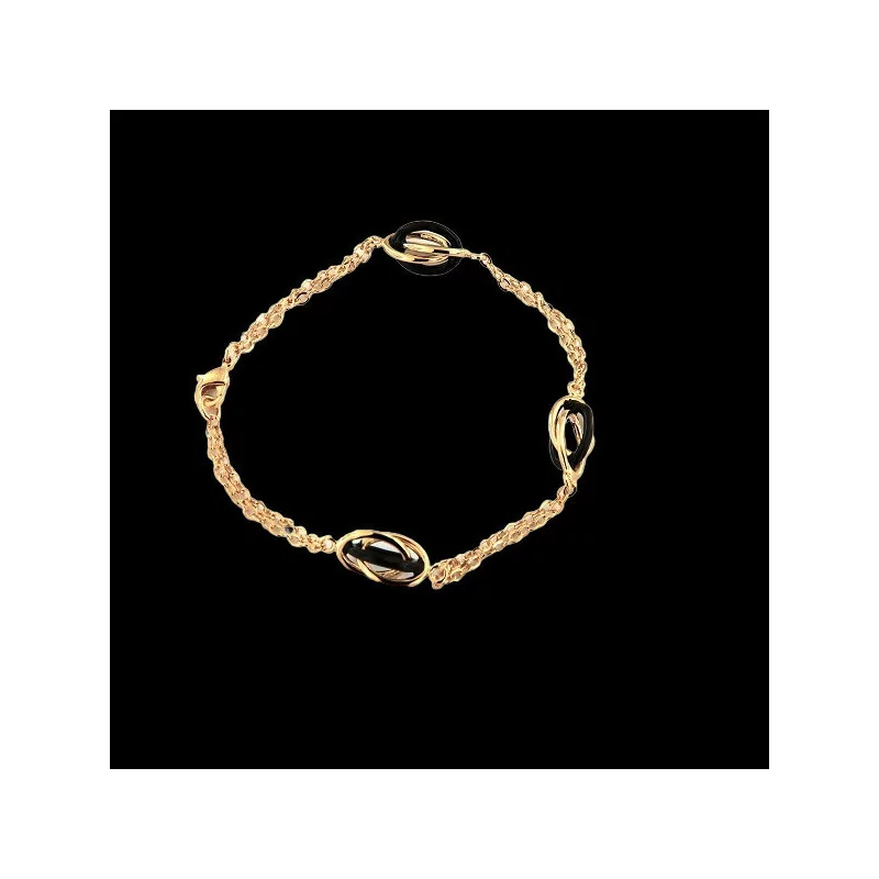 Black Enamel Gold-Plated Curb Bracelet