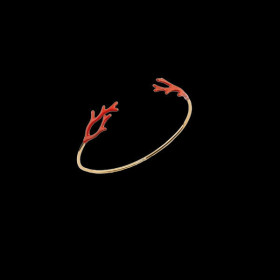 Gold-Plated Imitation Coral Bracelet