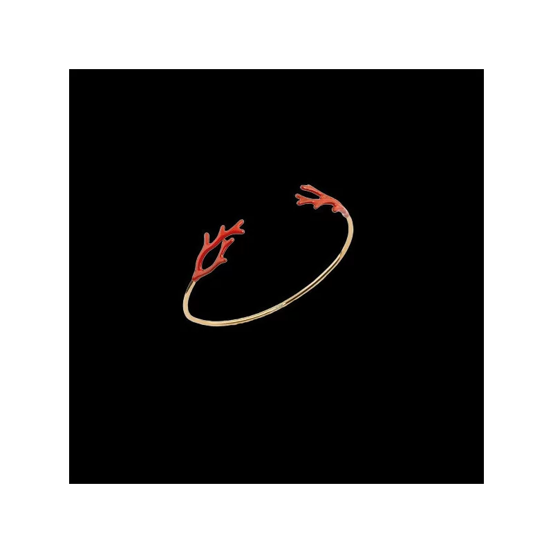 Bracelet Imitation Corail Plaqué Or bijouxcreoles.com