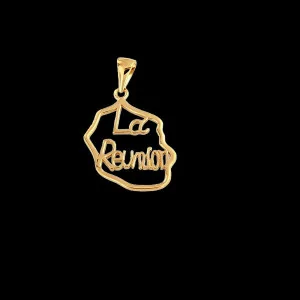 Pendentif Carte de la Réunion Plaqué Or bijouxcreoles.com
