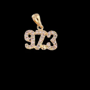 Gold Plated Pendant Numbers With Stone