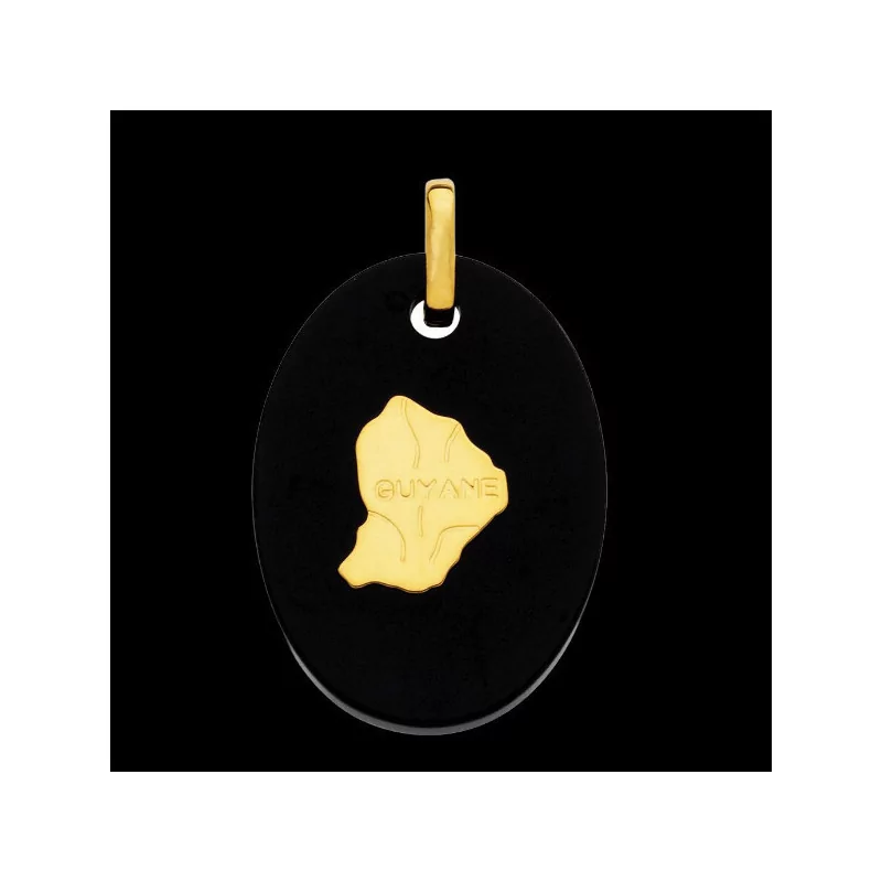 Pendentif Carte Guyane Sur Onyx Or bijouxcreoles.com