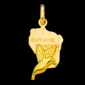 Guyana Map Hummingbird Gold Pendant