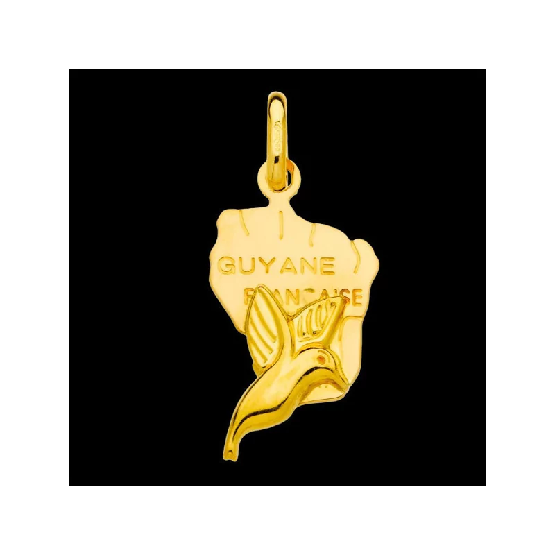 Pendentif Carte Guyane Colibri Or bijouxcreoles.com
