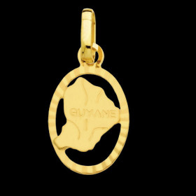 Guyana Map Pendant with Gold Border