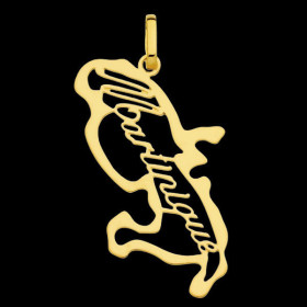 Gold Pendant Martinique Cut-Out Map