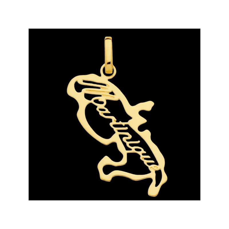 Hollow Martinique Map Pendant in Gold