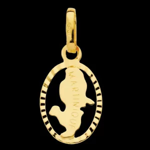 Pendentif Carte Martinique Entourage Or