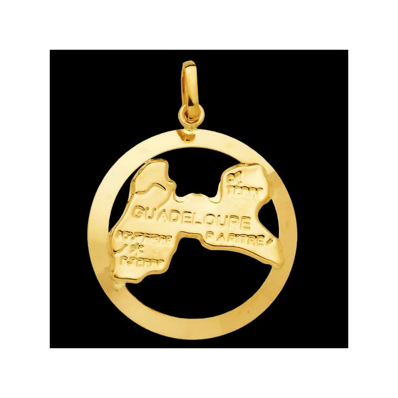 Guadeloupe Map Pendant with Surrounding Border MM