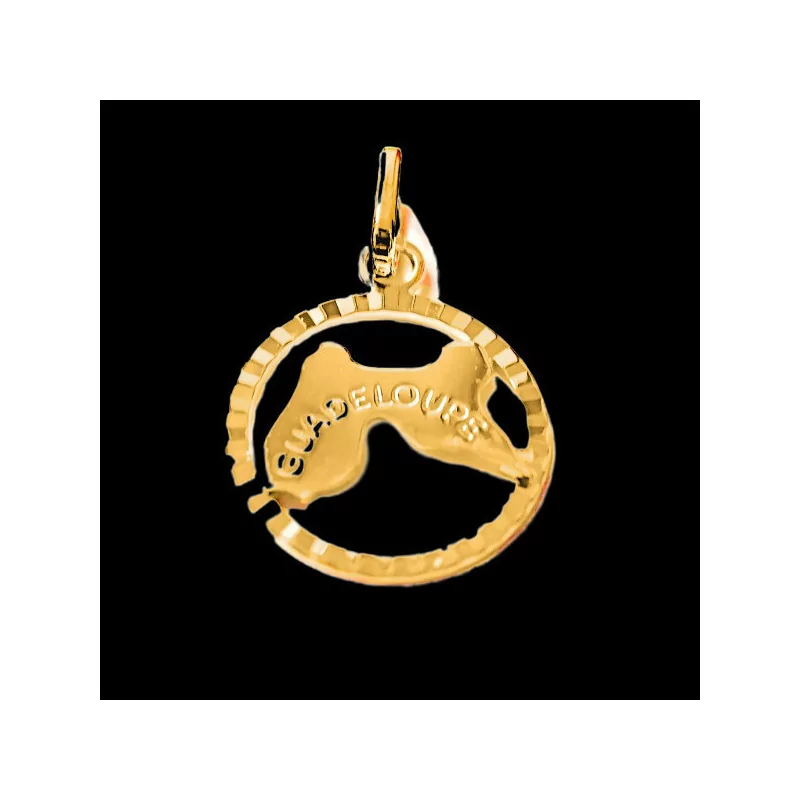 Guadeloupe Map Pendant with Gold Border