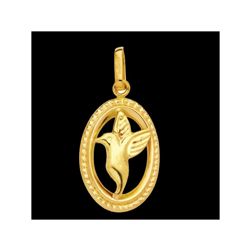 Hummingbird Pendant with Gold Surround