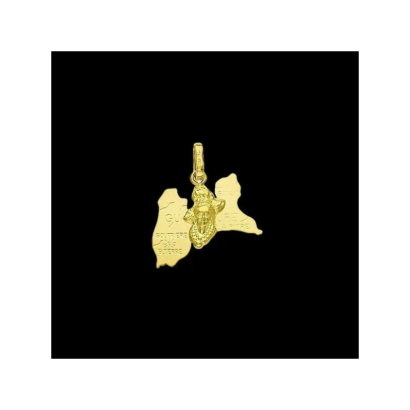 Pendentif Or Carte Guadeloupe Tête Antillaise bijouxcreoles.com