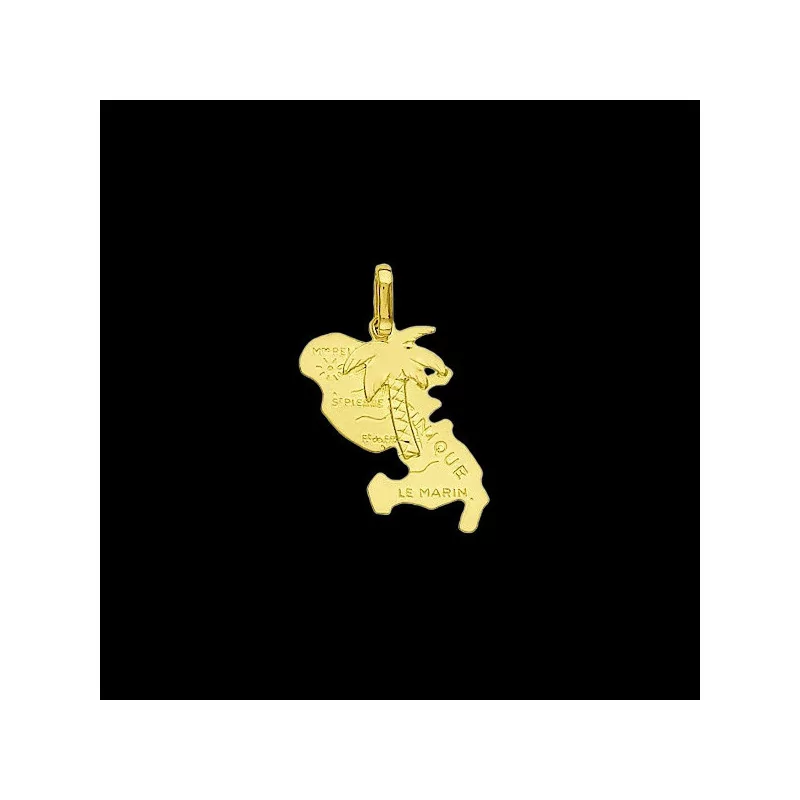 Gold Pendant Martinique Palm Tree Map Gold Pendant Martinique Palm Tree Map