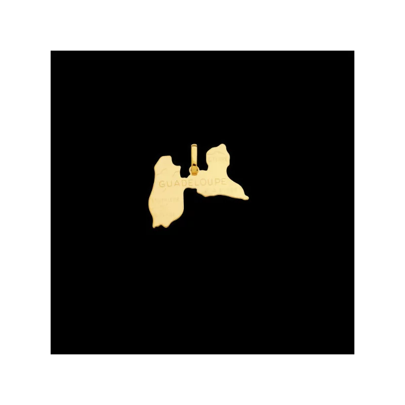 Guadeloupe map gold pendant