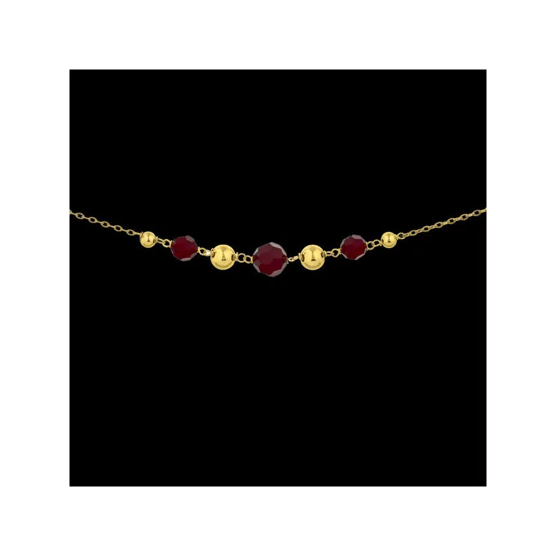Collier Or 18 Carats Forçats Boules Grenats bijouxcreoles.com