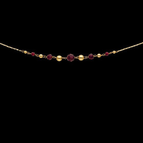 Necklace Hoops Gold Balls and Garnets Gradient
