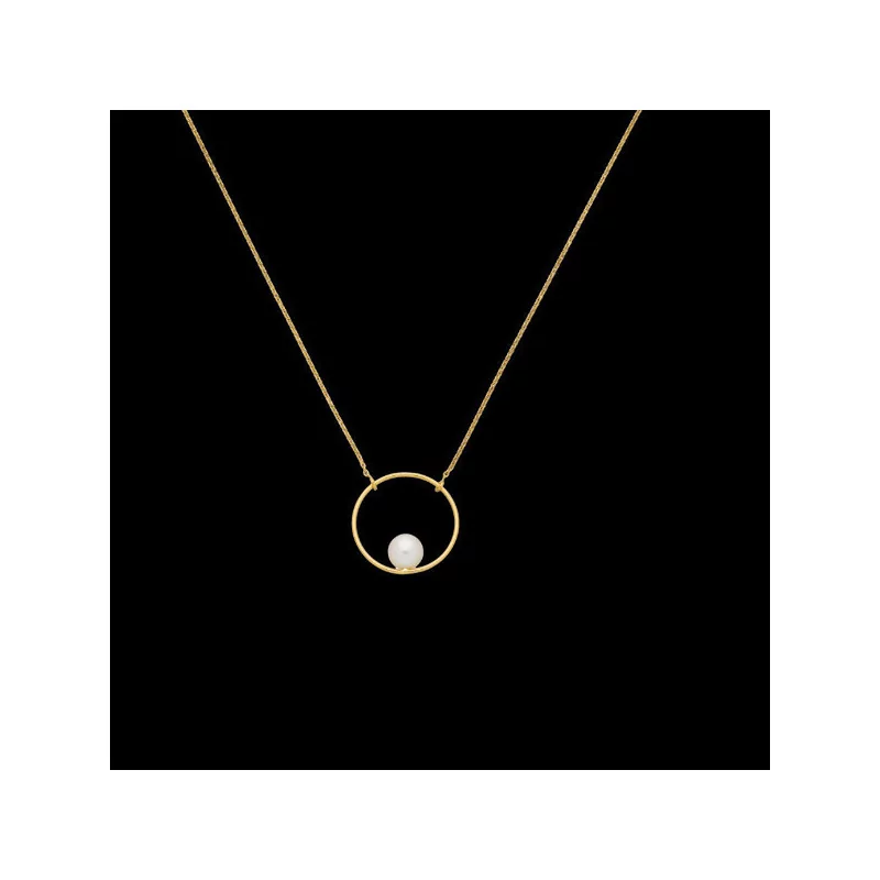 Necklace Creole 18 Carat Gold Cultured Pearl