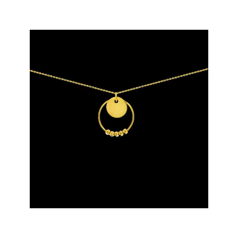 Necklace Creole Gold Round Bead Circle Plate Necklace Creole Gold Round Bead Circle Plate