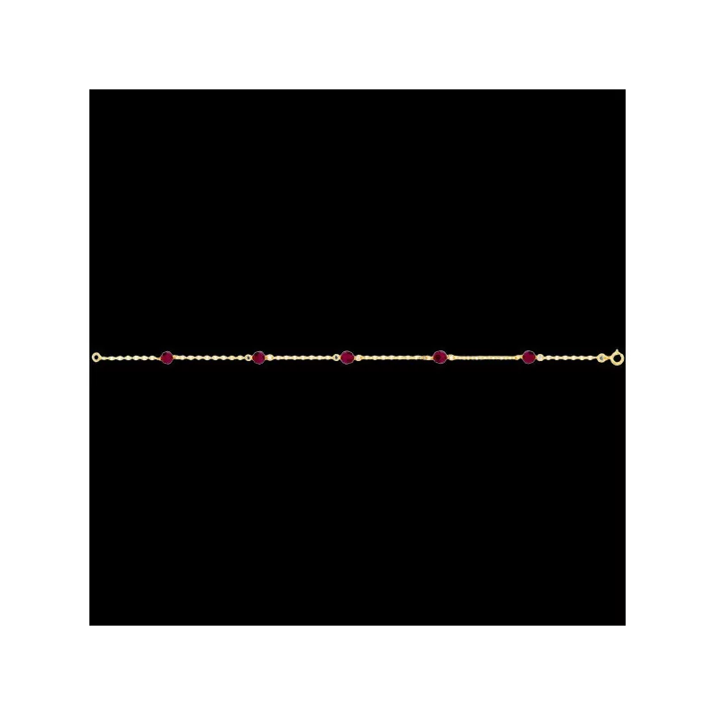 Bracelet Or 18 Carats Forcat 5 Grenats bijouxcreoles.com