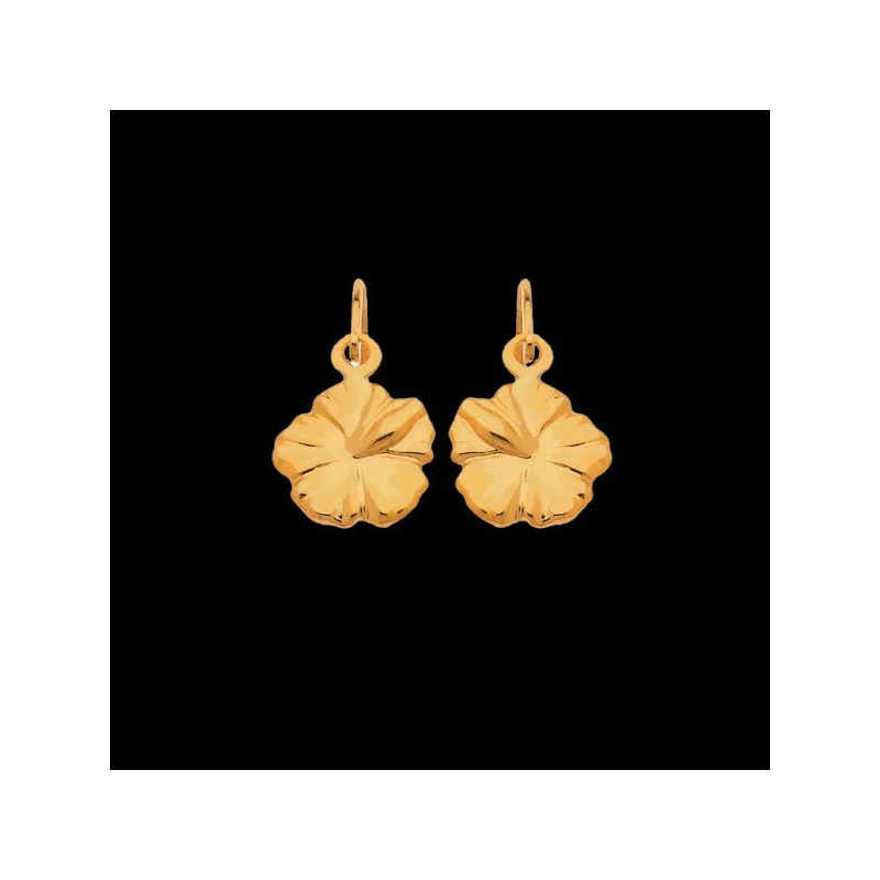 Dangling earrings with small Hibiscus