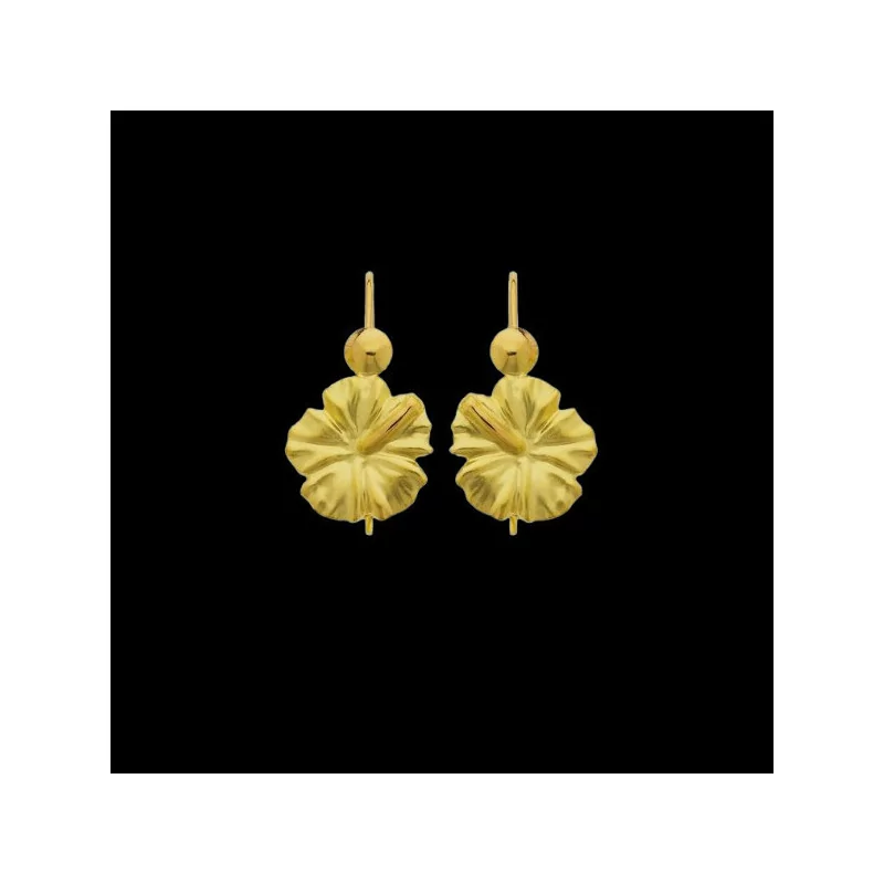 Boucles d'Oreilles pendante hibiscus or bijouxcreoles.com