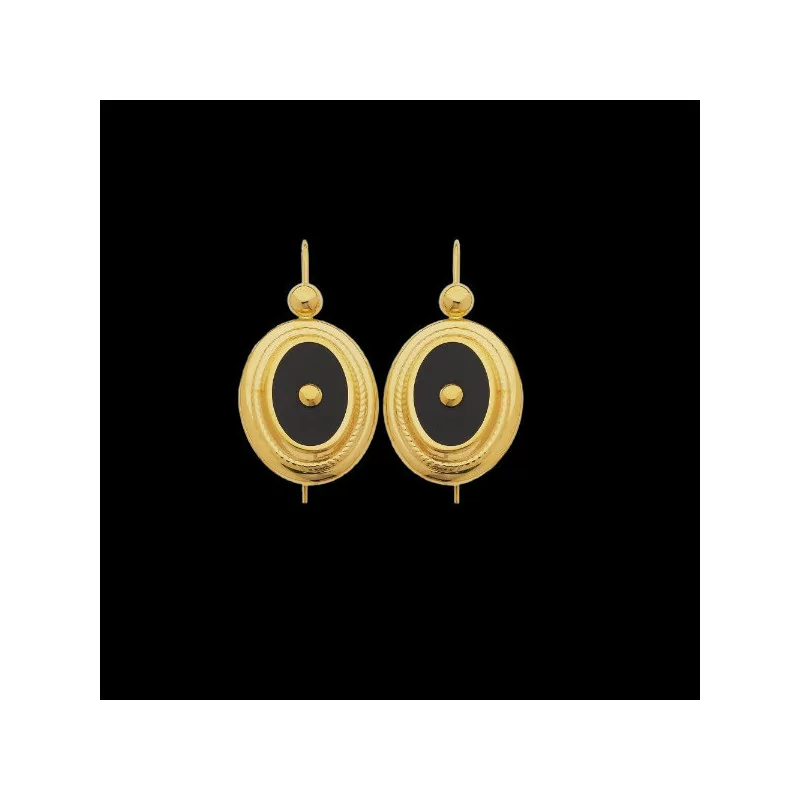 ONYX 4-PRONG SANDSTONE EARRINGS