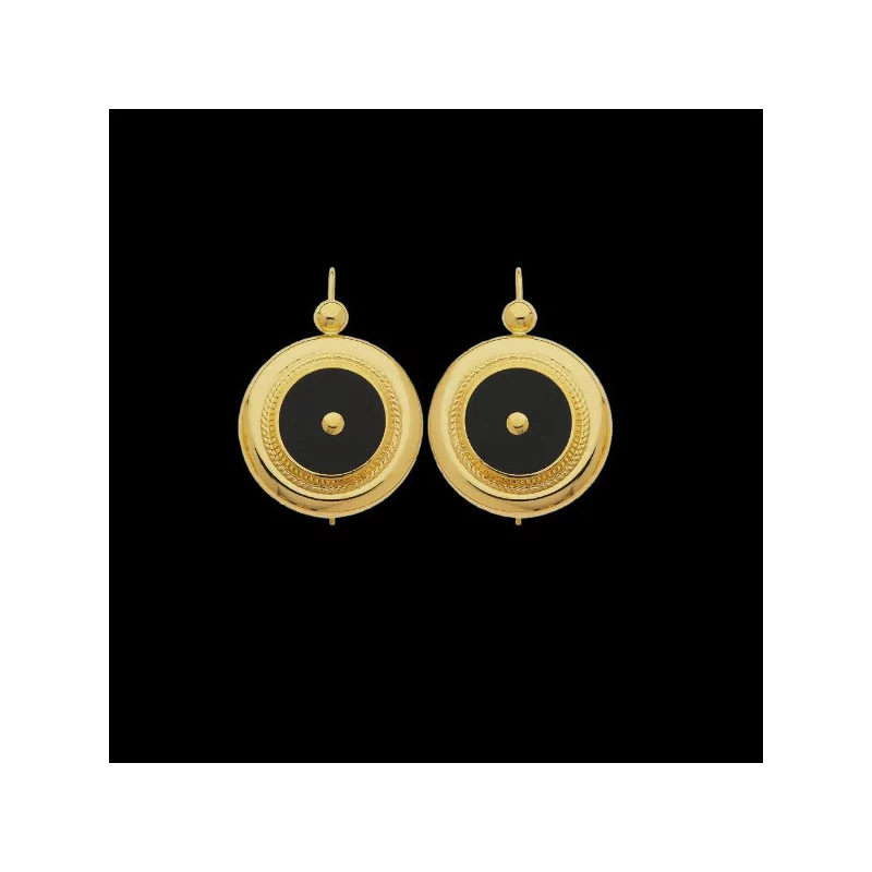 Boucles d'Oreilles Or 18 carats ONYX 4 GRIFFES SABLAISE bijouxcreoles.com