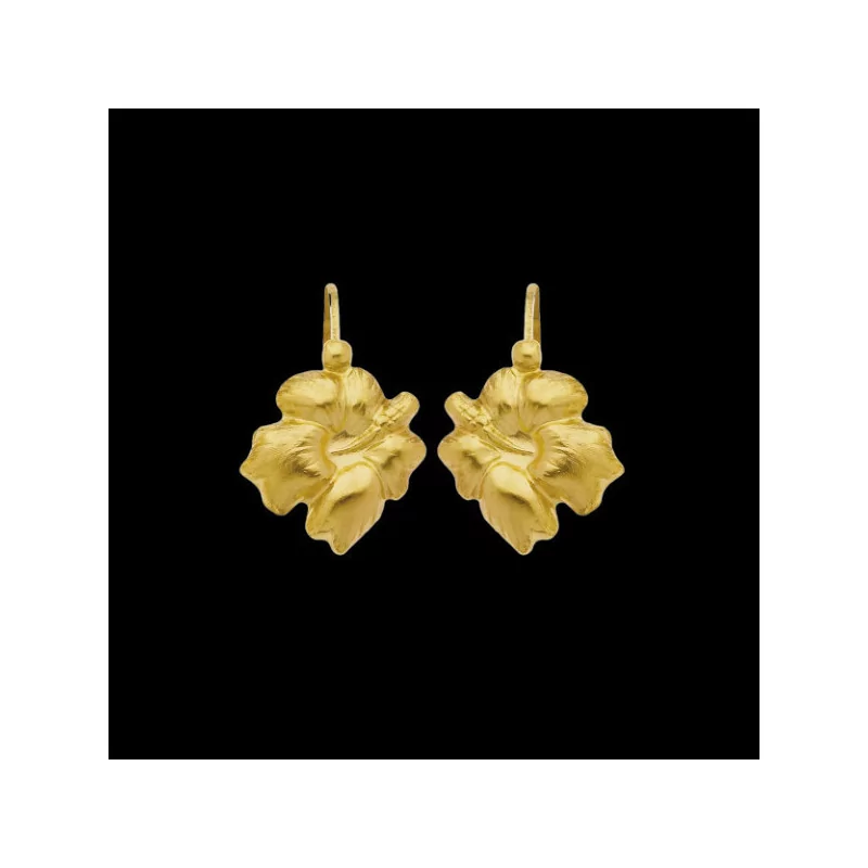 Boucles d'Oreilles 18 carats HIBISCUS bijouxcreoles.com