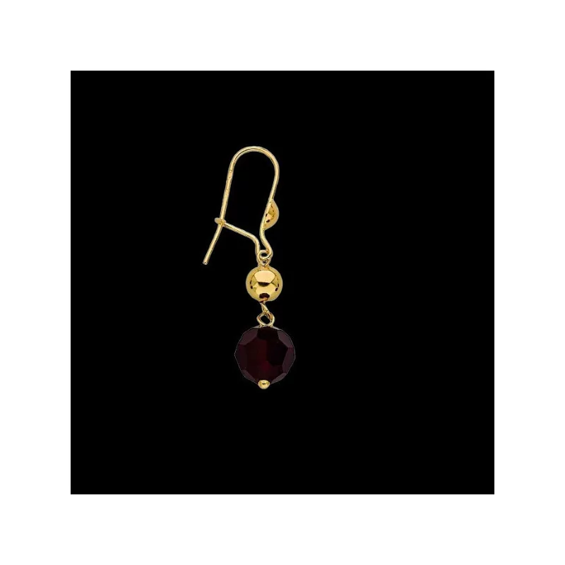 Boucle D'Oreille Pendant Or Boule Grenat bijouxcreoles.com