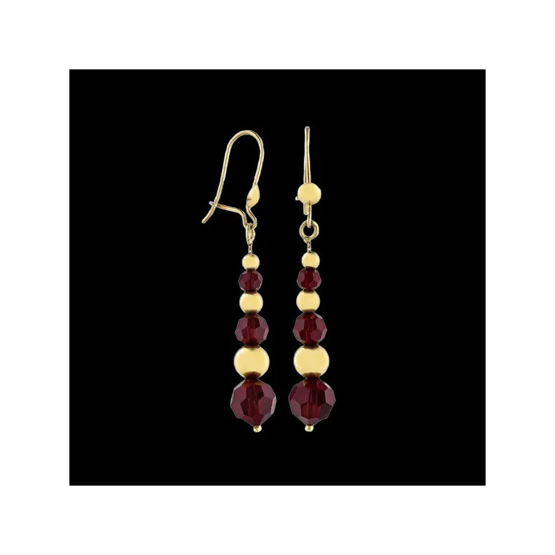 Crystal & Garnet Gold Pendant Earring