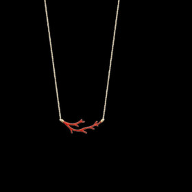 Collier Forçat imitation Corail plaqué Or