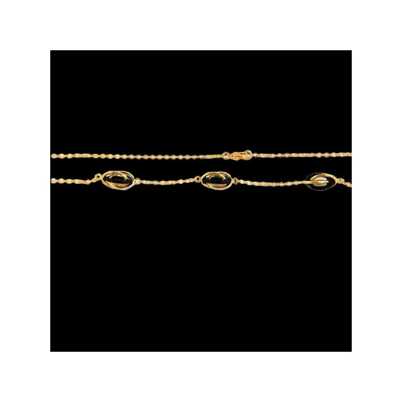 Black enamel gold-plated curb chain necklace