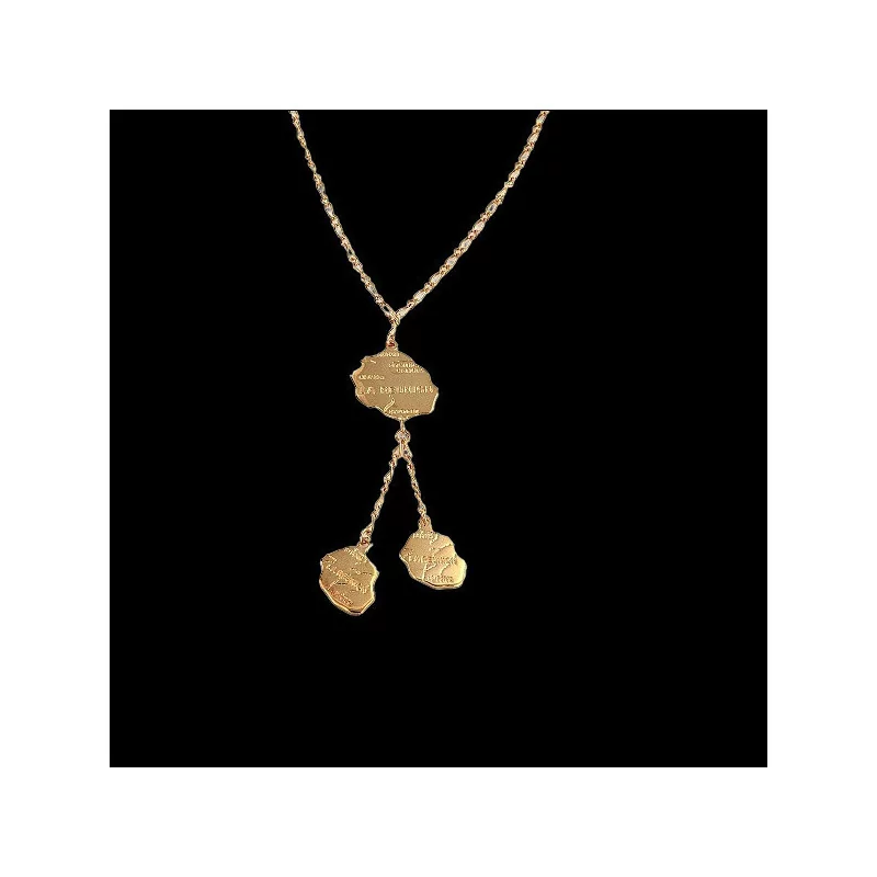 Collier Trois cartes de la Réunion plaqué Or bijouxcreoles.com