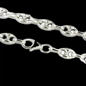 Silver Coffee Bean Necklace 7MM